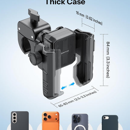 OMOTON BK01 Anti-Vibration Bike Phone Holder for Rearview Mirror & Handlebar, Shockproof Motorcycle Phone Mount with Quick Lock, Fit iPhone & All Android Phone for Electric Scooter/E-Bike/Stroller