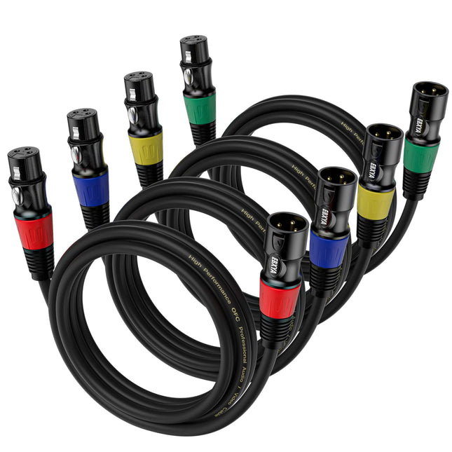 3ft XLR Cables 4-Pack - Male to Female Microphone Cable