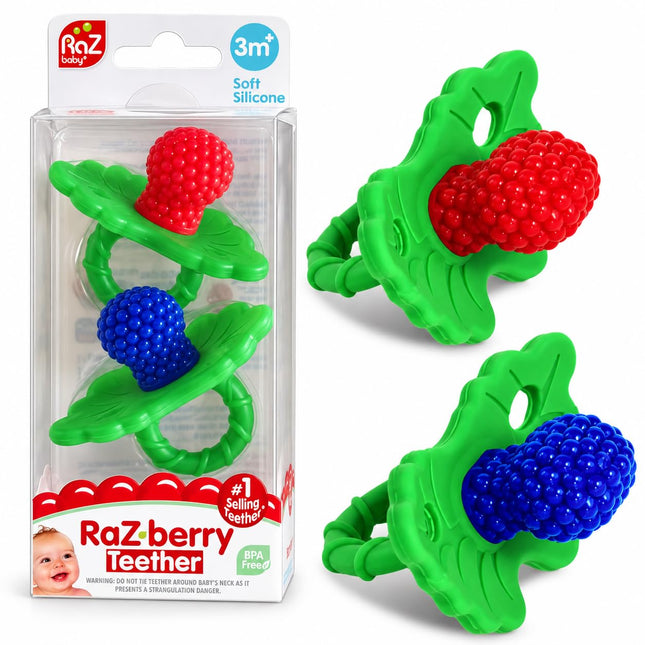 Silicone Teether Pacifier – Teething Relief for Infants, Food-Grade, BPA-Free, Hands-Free, Natural Berrybumps Fruit