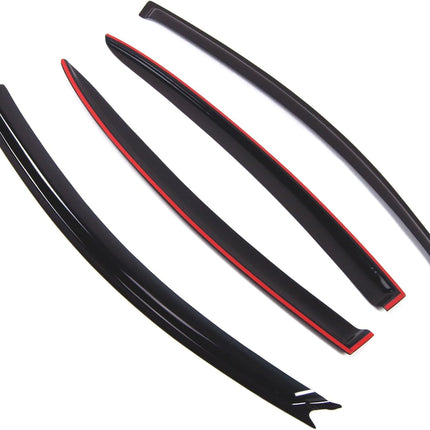 TuningPros Outside Mount Window Vent Visors Rain Guards Compatible with Mazda Mazda3 Sedan 2004-2009 | Side Window Wind Deflectors Rain Shields | Black Tinted, 4 Pcs Set, BGWV-302