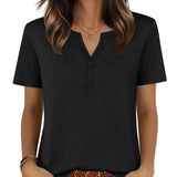 Womens Summer Tops V Neck Short Sleeve Shirts Dressy Casual Blouse