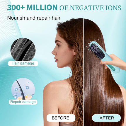 Go Brush Pro 2026, Portable Straightener Brushs for Travel, with LCD Temperature Display, Fast Heating Cordless Mini Hair Brushs (Blue)