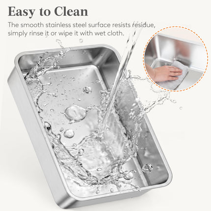 Stainless Steel Cat Litter Box for Kitty, 17.7"× 13.8"× 8.3", Gray