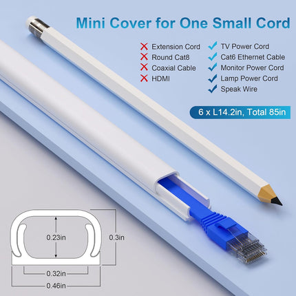 ZhiYo 85in Cord Covers for Wires on Wall, 1 Mini Cord Hider Wall, Self-Adhesive Wire Covers for Cords, Paintable TV Cable Hider Cable Management Kit, 6X L14.2in, W0.46in H0.3in, CMR05 Beige