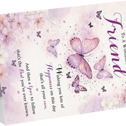 Birthday Card for Friend, Best Friend Birthday Card, Birthday Gifts for Bestfriend, Beautiful Butterfly Floral Greeting Card for Female Friend