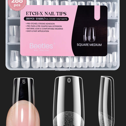 Soft Gel Nail Tips Short Almond 288pcs in 12 Sizes Etch-X