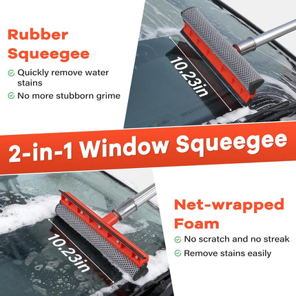 Car Wash Brush with Long Handle,144" Scratch-Free Soft Bristle Car Cleaning Kit with Extension Pole,Microfiber Clean Mop,Window Squeegee,Mitt,Wheel Brush for RV,Truck,SUV,Siding Washing