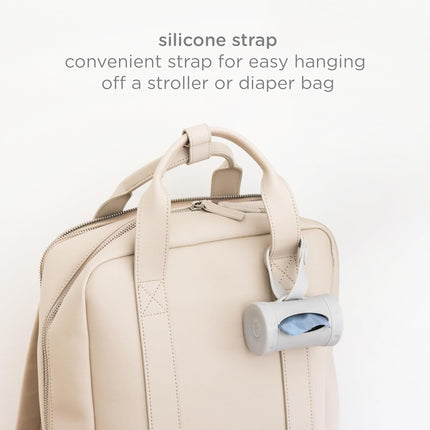 Ubbi On-the-Go Gray Bag Dispenser and Waste Disposal Bags Refill, 60 Lavender Scented Diaper Bags, Baby Savings Bundle, New Parent Gift
