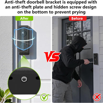 No-Drill Adhesive Doorbell Mount for Eufy Doorbell E340 Only, Door Mounting Holder Bracket for Eufy E340, Not Block Motion Sensor, Anti-Theft Camera Mount for Eufy Doorbell Camera
