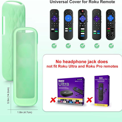 for Roku-Remote-Cover,Compatible with All Roku TV Remote Glow in The Dark Silicone Protective Case Blue and Green 2-Pack