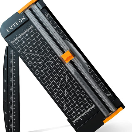 Evteck Paper Cutter 12 Inch Paper Trimmer Slider Crafting Scrapbooking Supplies for A4 Vinyl Photo Cardstock with Security Blade and Foldable Ruler
