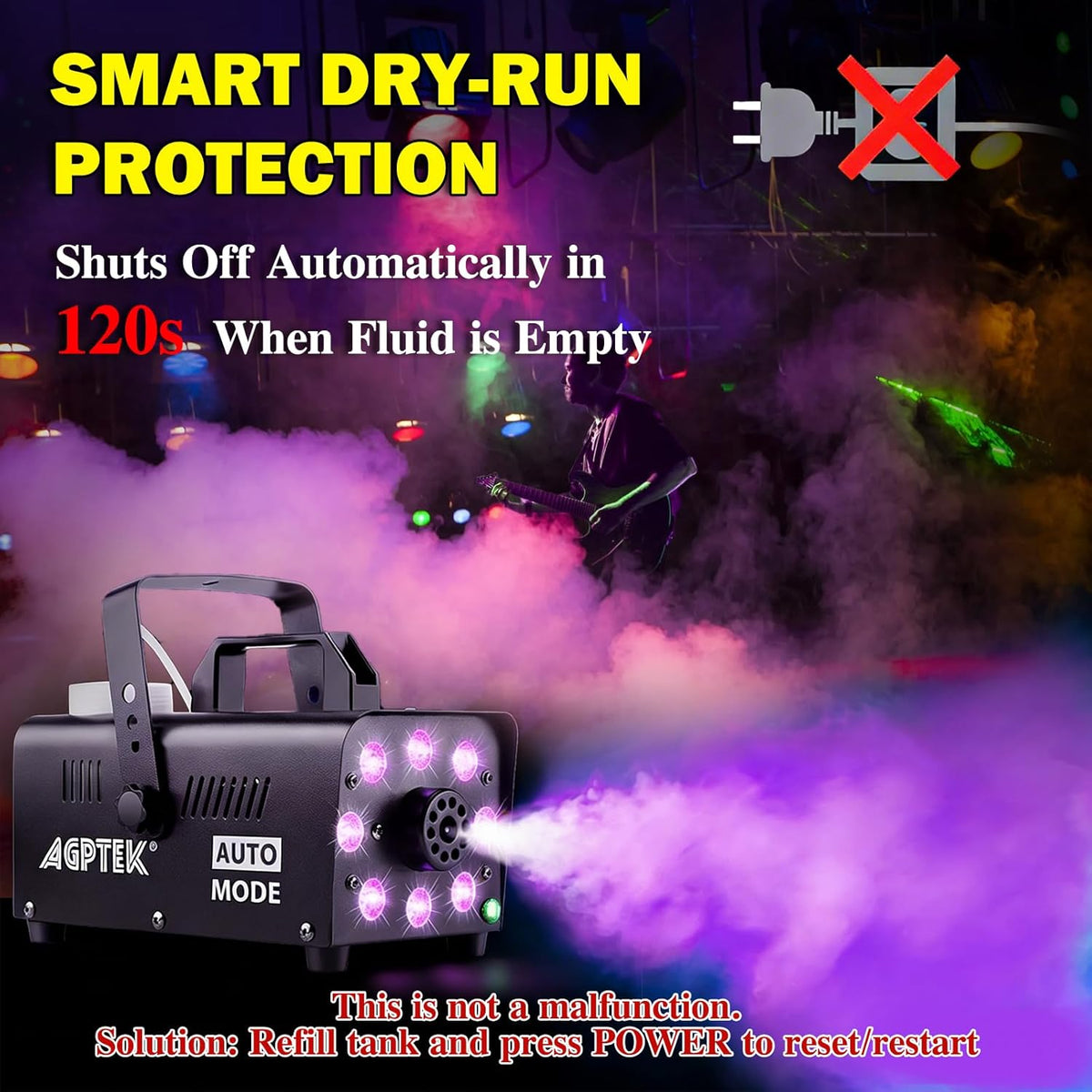 600W Fog Machine with 12-Color LED Lights and Wireless Remote - photo 3
