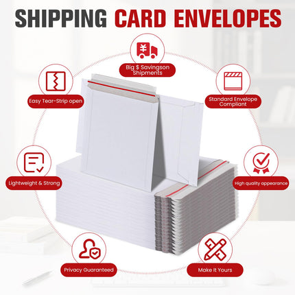 100 Pack 9X12 Inch Rigid Stay Flat Mailers, Self Seal Lightweight Cardboard Envelopes, White Mailers for Document, Magazine