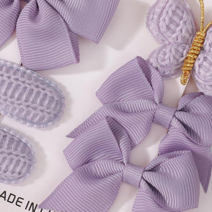 8pcs Pink Baby Girl Hair Bow Clips Set 1.7"-2.5" Toddler Hair Clips Boutique Grosgrain Ribbon Bow Knitted Butterfly Hair Barrettes Accessories for Infant Toddler Kids