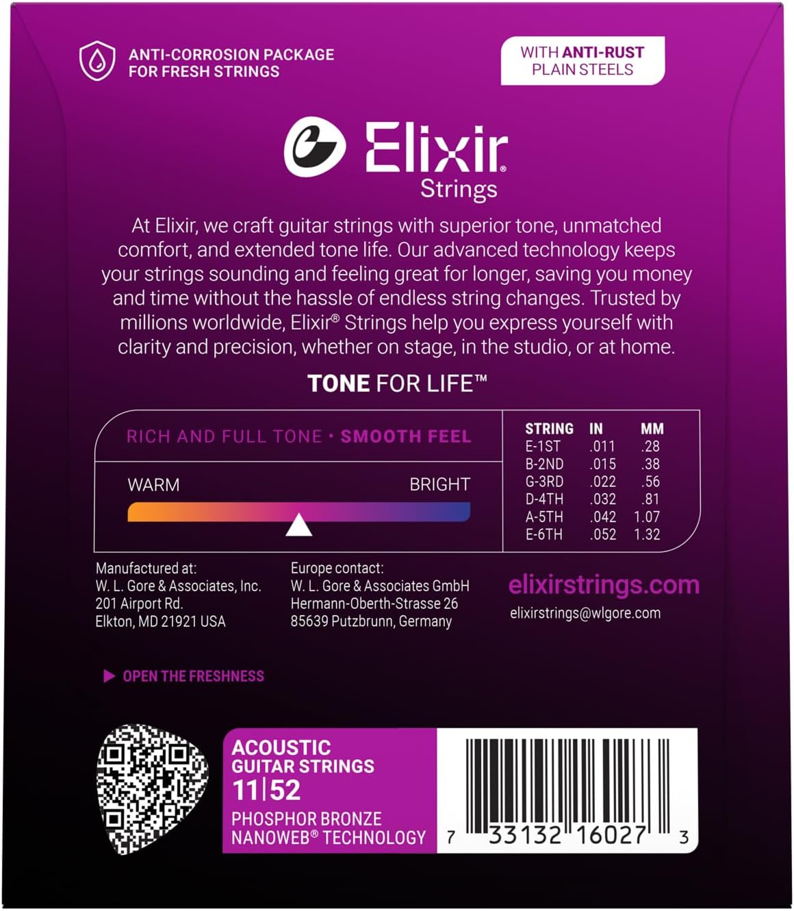 Phosphor Bronze Acoustic Guitar Strings, Custom Light 11-52 - photo 2