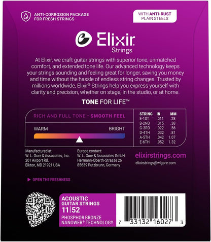 Phosphor Bronze Acoustic Guitar Strings, Custom Light 11-52 - photo 2