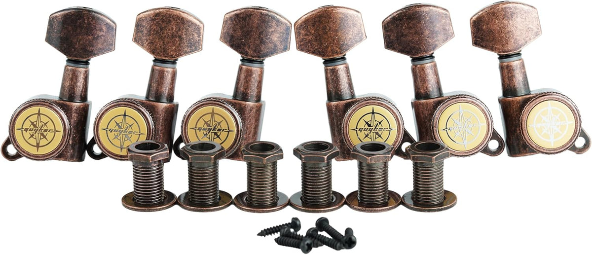 Guitar Locking Tuners (3L + 3R) - 1:18 Lock String Tuning Key Pegs Machine Head Replacement for ST TL SG LP Style
