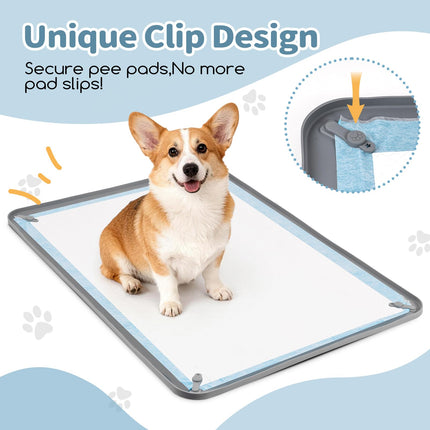 Silicone Puppy Pad Holder Tray with Clips, Fits 24" x 35" Pads