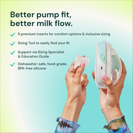 Willow - Breast Pump Sizing Kit - Flange Sizing Kit - Use w/Willow Go, Wave, or Most 24mm Flanges - Includes 13mm, 15mm, 17mm, 19mm, and 21mm Inserts- Breastfeeding Essentials for Postpartum