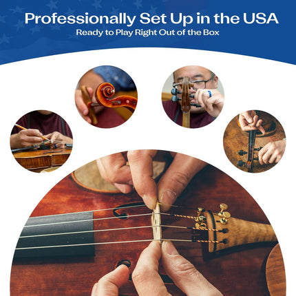 Franz Hoffmann Amadeus Beginner Violin – Full Size Student Violin with Pre-Set Bridge – Professionally set up in the USA– Violin for Kids, Teens & Adults (1/4)