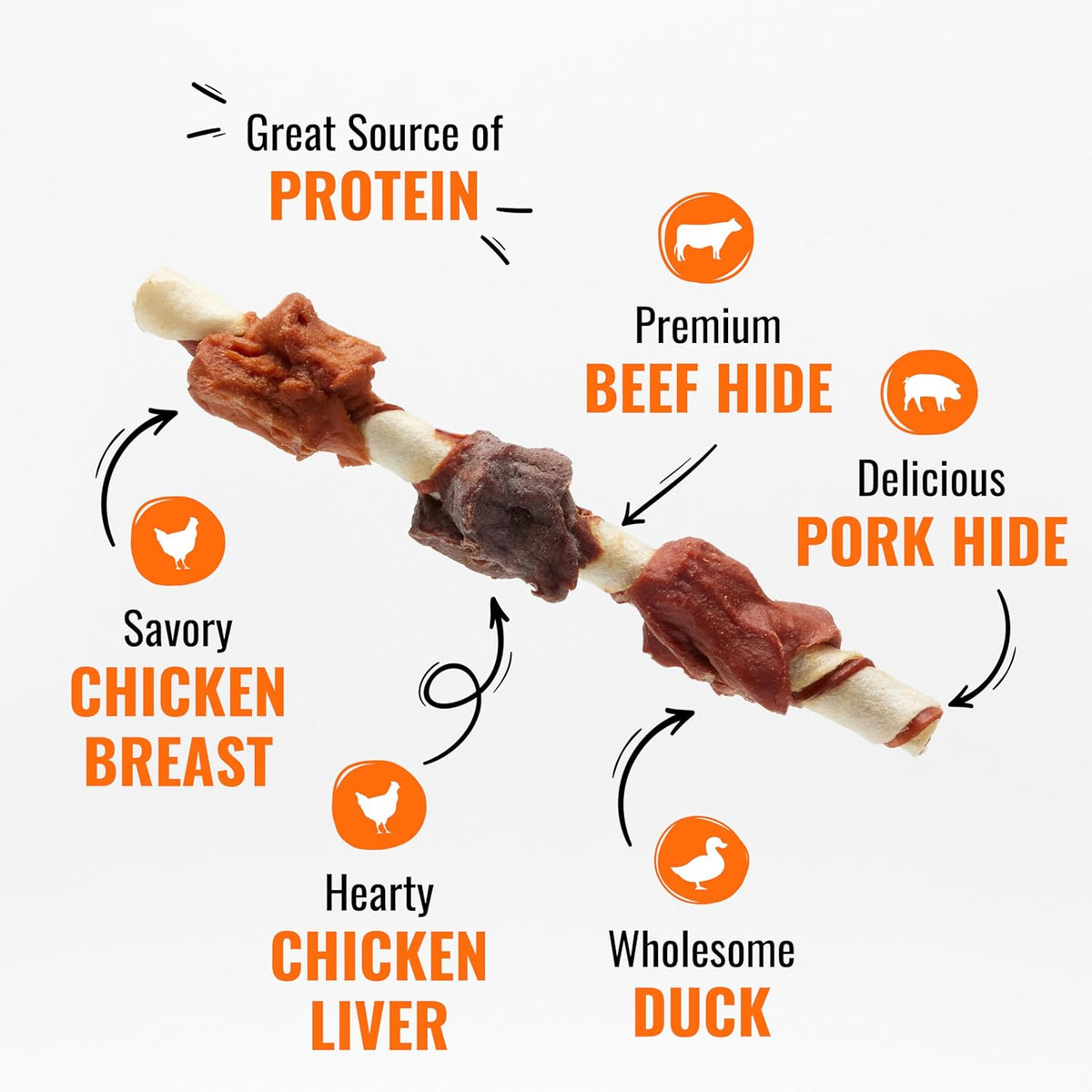 Triple Flavor Kabobs Long-Lasting Dog Treat, Beef Hide and Chicken, 24 oz - photo 3