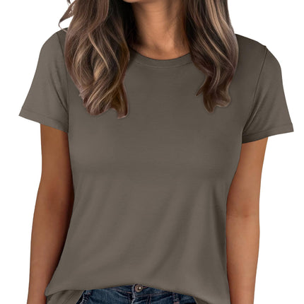 Women Short Sleeve Tops Summer Wrinkle-Free Basic Tee Shirts