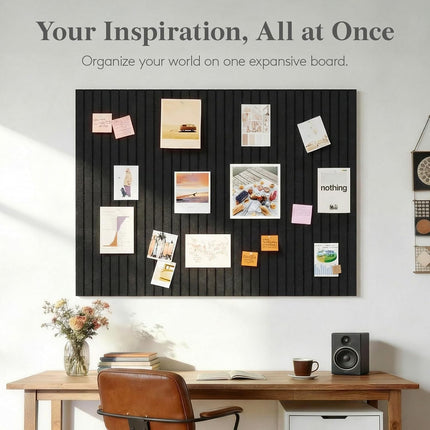 Lifewit Felt Slatted Bulletin Board with Self-Adhesive, 36"x 24"-6 Pack Cork Board Alternative, Pin Board Vision Board Message Board with 30 Pushpins for Office Decor, Room Decor, Oatmeal