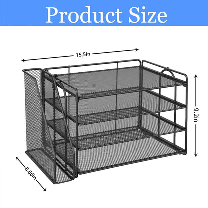 4-Tier Paper Organizer with Magazine Holder, Black - photo 5