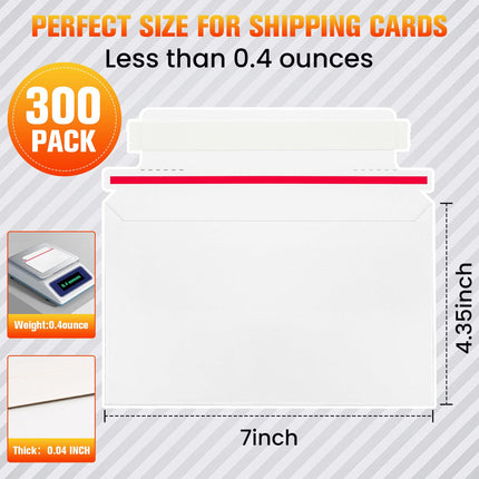 300 Pack Rigid Mailers, 7"x4.35" Premium Trading Card Shipping Envelopes