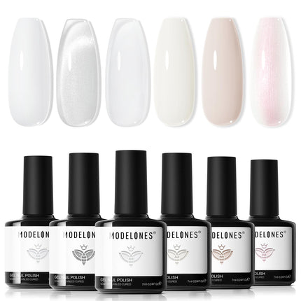 Nude Gel Nail Polish Set 6Colors Pink Milky White Brown