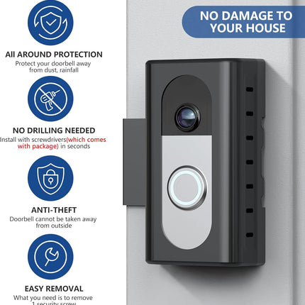 KIMILAR Anti-Theft Video Doorbell Mount Compatible with Ring/Blink Wireless Video Doorbell, Adjustable Mounting Bracket Accessories for Houses, Apartments, Businesses, Not for Blink 2nd Gen