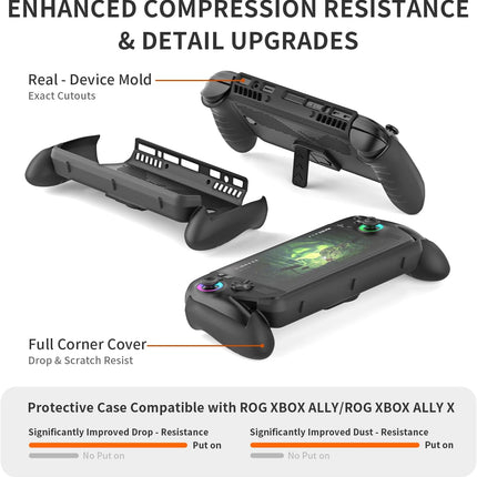 Protective Case for ASUS Rog Xbox Ally X & Rog Xbox Ally 2025, TPU Cover with Kickstand for Gaming Handheld Cover Case Accessories, Anti-Collision,Non-Slip,Anti-Scratch Design,Black