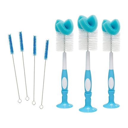 Dr. Brown's Reusable Sponge Baby Bottle Cleaning Brush, Blue, 3-Pack + Anti-Colic Vent Cleaning Brush, BPA-Free, 4-Pack