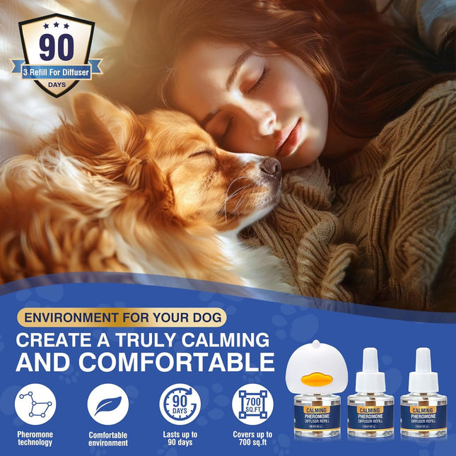 Dog Pheromone Calming Diffuser 4 In 1 Appeasing Pet Pheromones Diffuser to Calm Kit (Plug in+ 3 Pack - photo 2