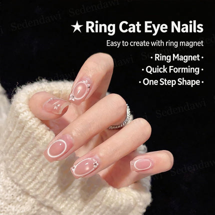 2026 New Ring Shaped Cat Eye Magnets for Nails, 3-in-1 Hollow Circular Magnet Tool for French Heart Wide Beam Design, DIY Gel Art Manicure Kit (2 Pcs)