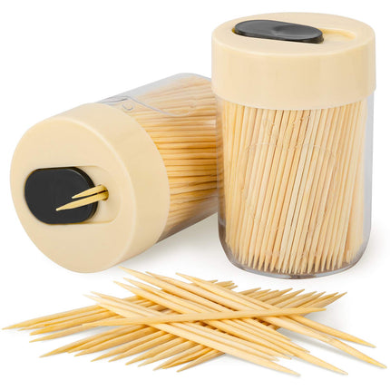 Palillero resistente con palillos de madera natural para limpieza dental, decoración única para el hogar, regalo original (2, azul)