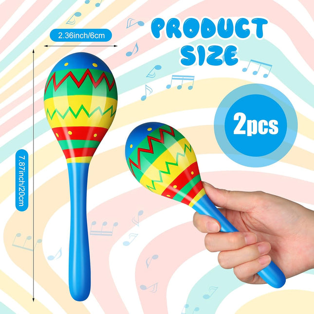 7.87 Inches Fiesta Wooden Maracas 2 Pcs Noisemaker for Mexican Fiesta