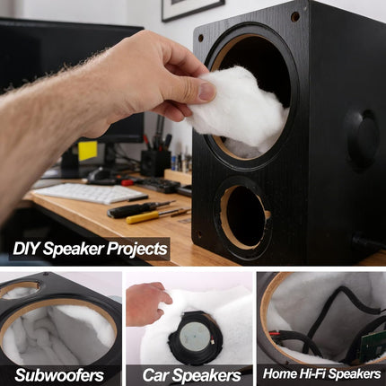 Speaker Acoustic Stuffing Soundproof Cotton, 100x100cm Oversized Polyester Fiber Damping Sheet, Easy Cut for DIY Speakers, Subwoofers, Car Audio, Cabinets, Enhances Bass & Audio Clarity
