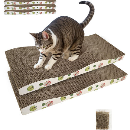 Cat Scratching Board, Corrugate Cat Scratcher with Catnip, 2 Pack