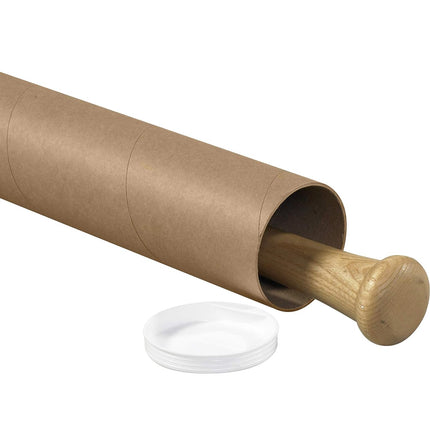 Box USA BP3018K Mailing Tubes with Caps, 3" x 18", Kraft (Pack of 24)