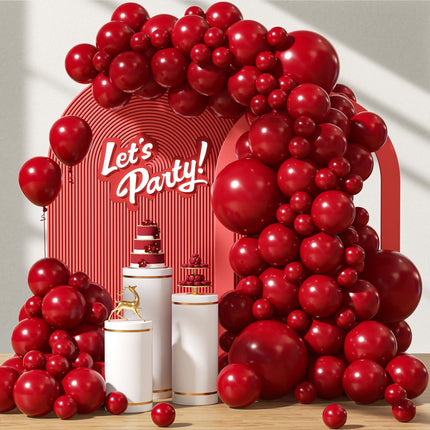 122pcs Burgundy Maroon Latex Balloons in 18 12 10 5 inches
