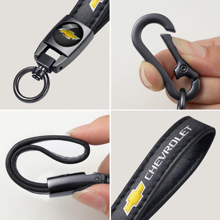 Leather car Keychain - Suitable for Chevy Series Keychains - Suitable for Both Men and Women, as Well as for Giving as Gifts to Friends in Families (Black)