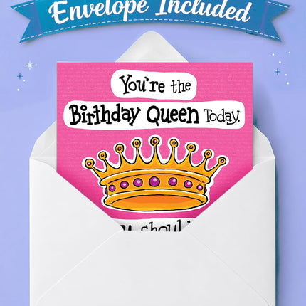 Funny Birthday Card for Women, Her & Friends! Birthday Queen Joke