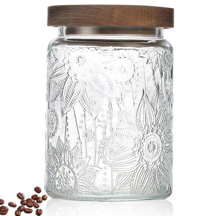 Vintage Glass Jar with Lid, Airtight Candy Coffee Canister Food Storage