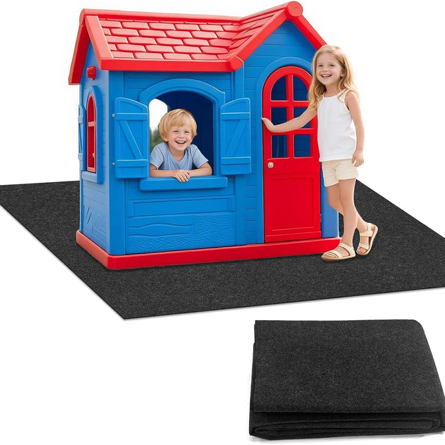 71 Inches x 55 Inches Large Outdoor Playhouse Mat, Waterproof with Non-Slip Bottom and Soft Felt Top