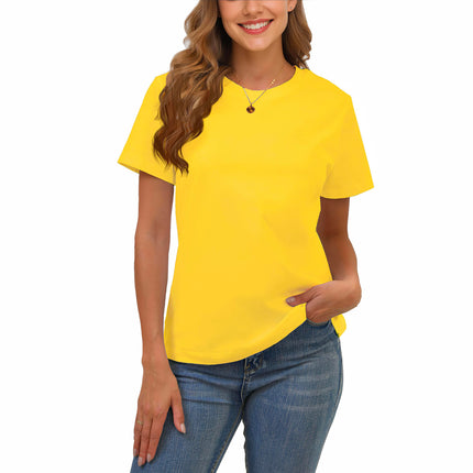 100% Cotton Basic T Shirts for Women Crew Neck Loose Fit Plain Tops