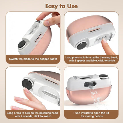 Adjustable Blade Opening Electric Nail Clipper for Thick & Thin Nails, Electric Nail Clippers for Seniors & Adults, Baby Electric Nail Trimmer, Automatic Nail Clipper for Fingernail & Toe (Pink)