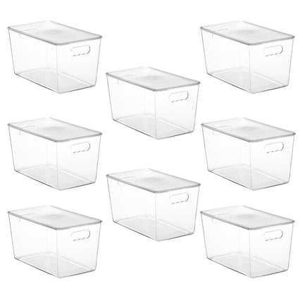 6 Pack Clear Stackable Storage Bins with Lids and Handles, Large
