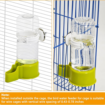 BNOSDM Automatic Bird Water Dispenser 2 Pcs No Mess Parrot Cage Water Feeder Drinker Suspended Bird Drinking Device Parakeet Cage Accessories for Budgies, Cockatiel, Conure, Canary, Finch (Green)