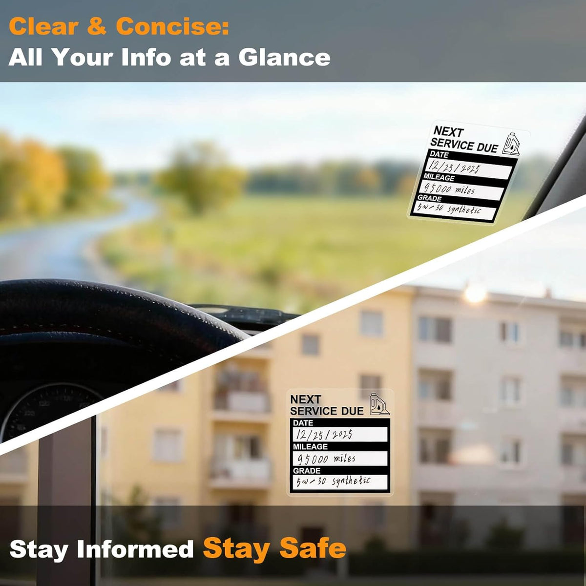Static Cling Oil Change Windshield Reminder Stickers, 120 Pcs - photo 2